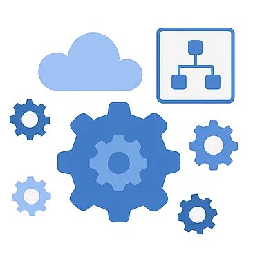 Infographic-style illustration showing step-by-step AI automation implementation process
