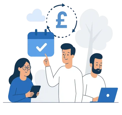 Illustration comparing ad-hoc and monthly IT support plans with a business setting